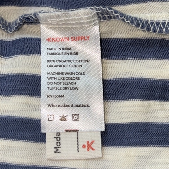 Anthropologie Natural by Known Supply Blue & Cream Striped Overlapping Tee - L - Picture 11 of 13